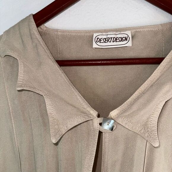 Vintage Desert Design Tan Asymmetric Hem Cardigan Womens Medium Boho Lagenlook - Picture 6 of 12